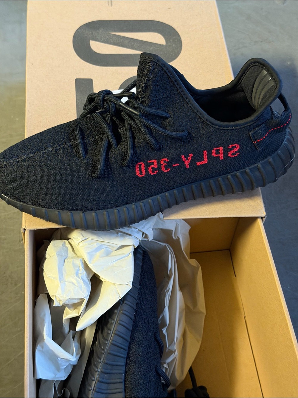 Yeezy Boost 350 V2 Black with Red SPLY-350 Stitching